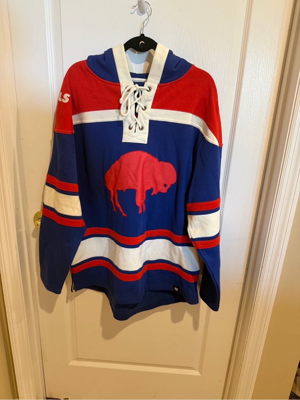 47 Brand Buffalo Bills Blue and Red Hockey-Style Pullover